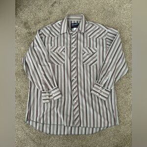 Mens VTG Pearl Snap Wrangler Striped Shirt Western